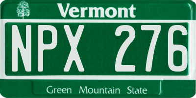VT license plate NPX276