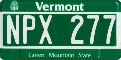 VT license plate NPX277