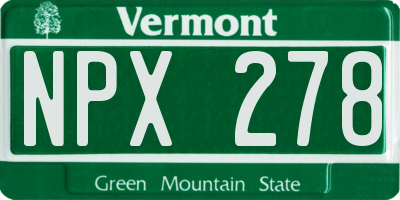 VT license plate NPX278