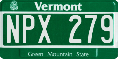 VT license plate NPX279