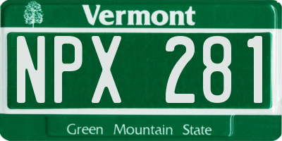 VT license plate NPX281