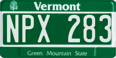 VT license plate NPX283