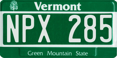 VT license plate NPX285