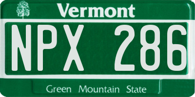 VT license plate NPX286