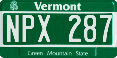VT license plate NPX287