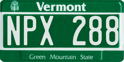 VT license plate NPX288