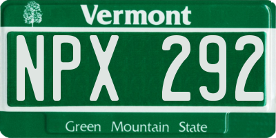 VT license plate NPX292