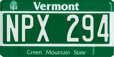 VT license plate NPX294