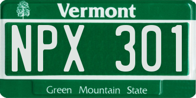 VT license plate NPX301