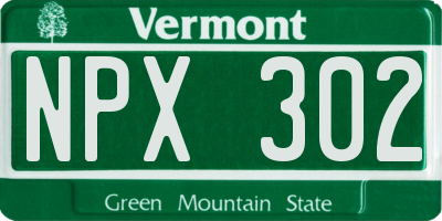 VT license plate NPX302