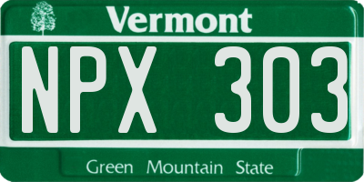 VT license plate NPX303