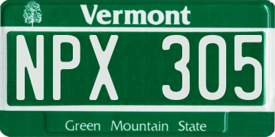 VT license plate NPX305