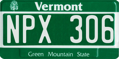 VT license plate NPX306