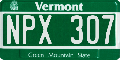 VT license plate NPX307