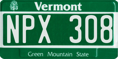 VT license plate NPX308
