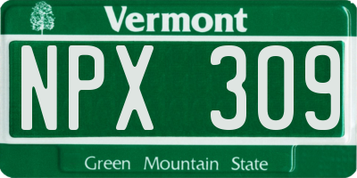 VT license plate NPX309