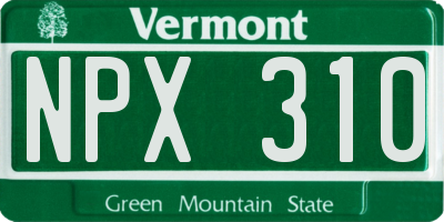 VT license plate NPX310