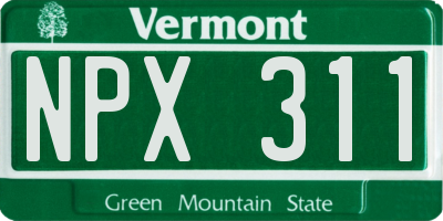 VT license plate NPX311