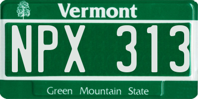 VT license plate NPX313