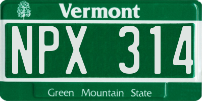 VT license plate NPX314