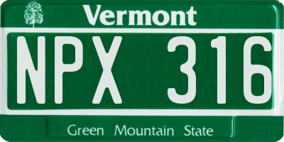 VT license plate NPX316