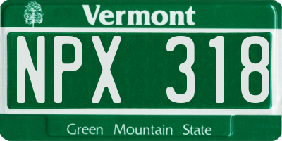 VT license plate NPX318