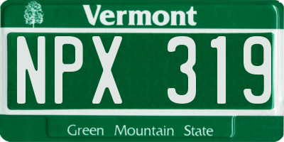 VT license plate NPX319