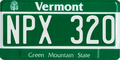 VT license plate NPX320