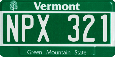 VT license plate NPX321
