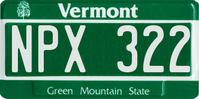 VT license plate NPX322
