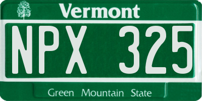 VT license plate NPX325