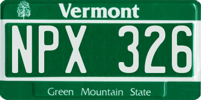 VT license plate NPX326