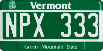 VT license plate NPX333