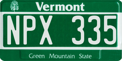 VT license plate NPX335