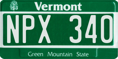 VT license plate NPX340