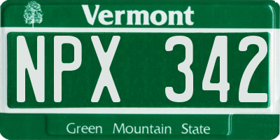 VT license plate NPX342