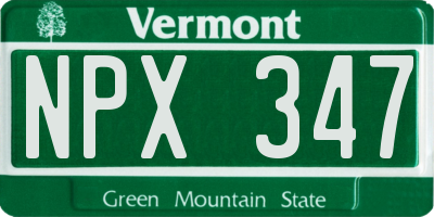 VT license plate NPX347