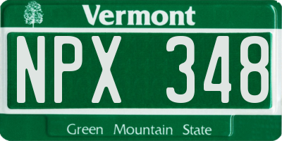 VT license plate NPX348