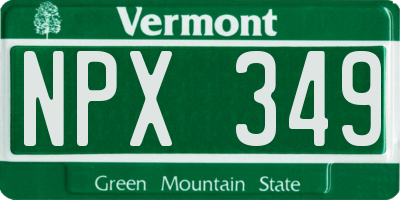 VT license plate NPX349
