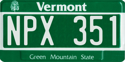 VT license plate NPX351