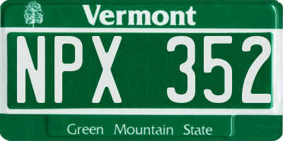 VT license plate NPX352