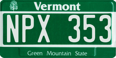 VT license plate NPX353