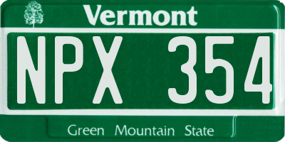 VT license plate NPX354