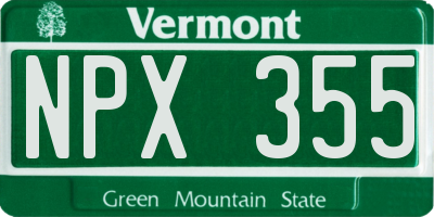 VT license plate NPX355