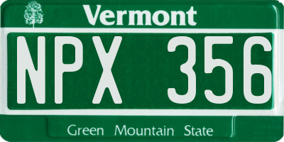 VT license plate NPX356