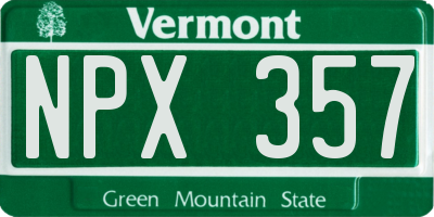 VT license plate NPX357