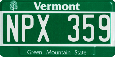 VT license plate NPX359
