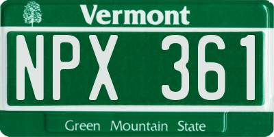 VT license plate NPX361