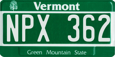 VT license plate NPX362