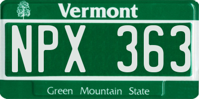 VT license plate NPX363